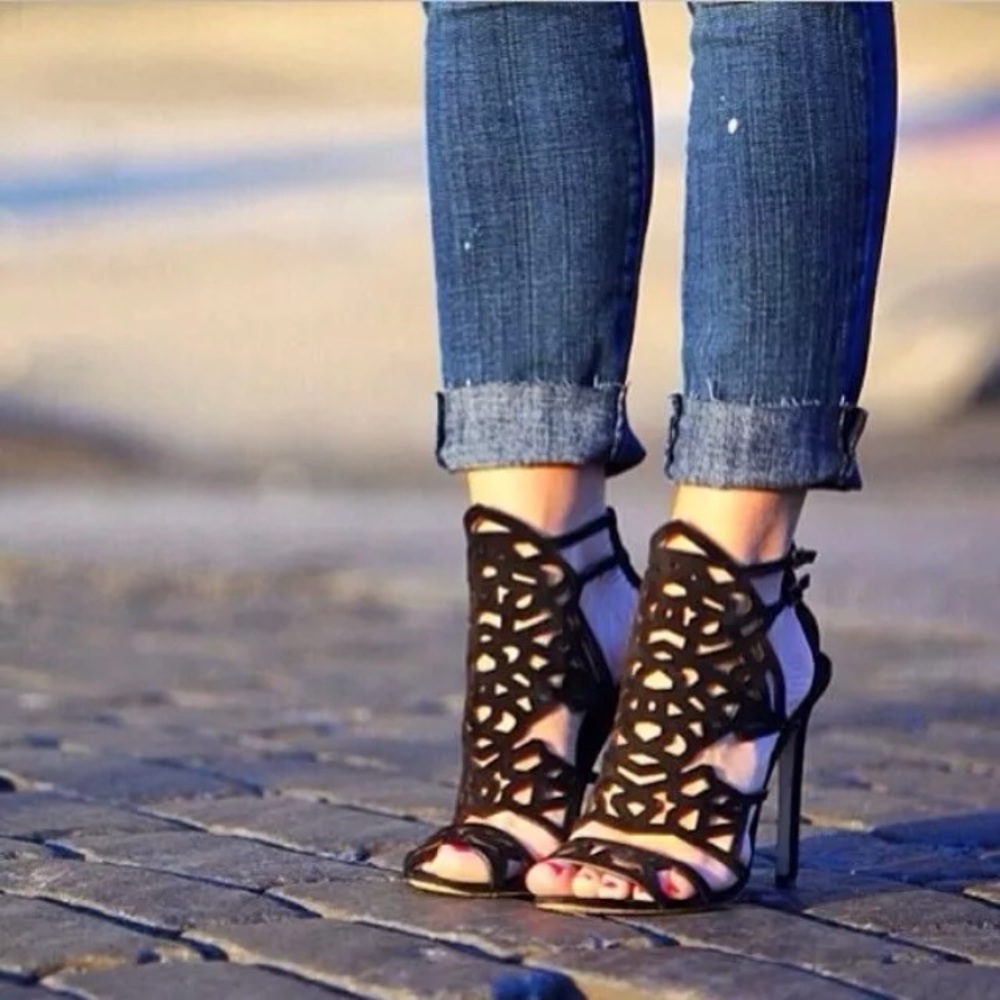Authentic Brian Atwood laser cut heels